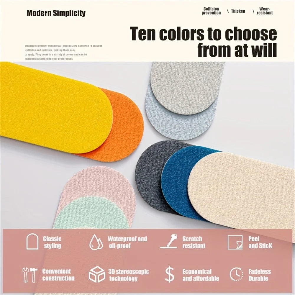 10Pcs 3D Wall Protectors 60x15cm Self-adhesive Anti-collision Strips Waterproof Wall Guards for Bedroom - White - 2