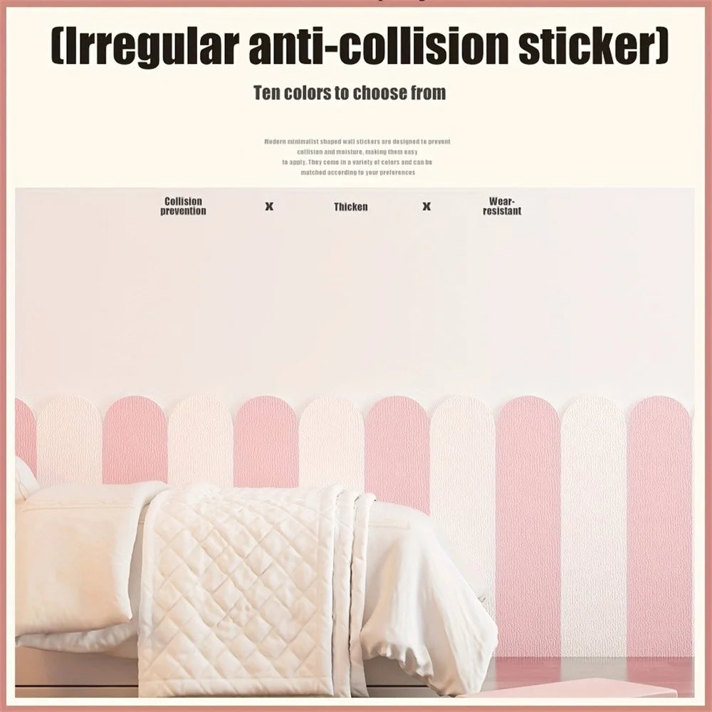 10Pcs 3D Wall Protectors 60x15cm Self-adhesive Anti-collision Strips Waterproof Wall Guards for Bedroom - White - 5