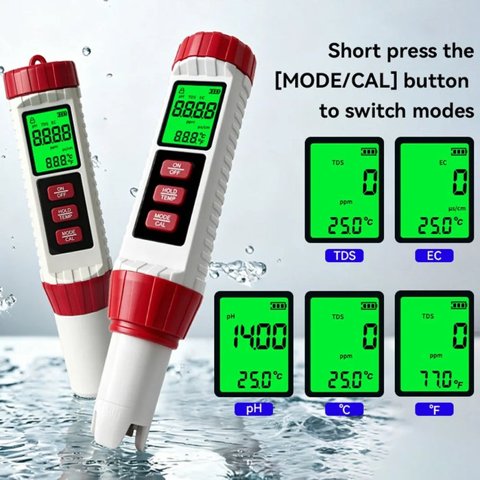 MF-X41 4-in-1 Water Quality Tester TDS EC PH Temperature Meter for Pool Aquarium Testing - 5