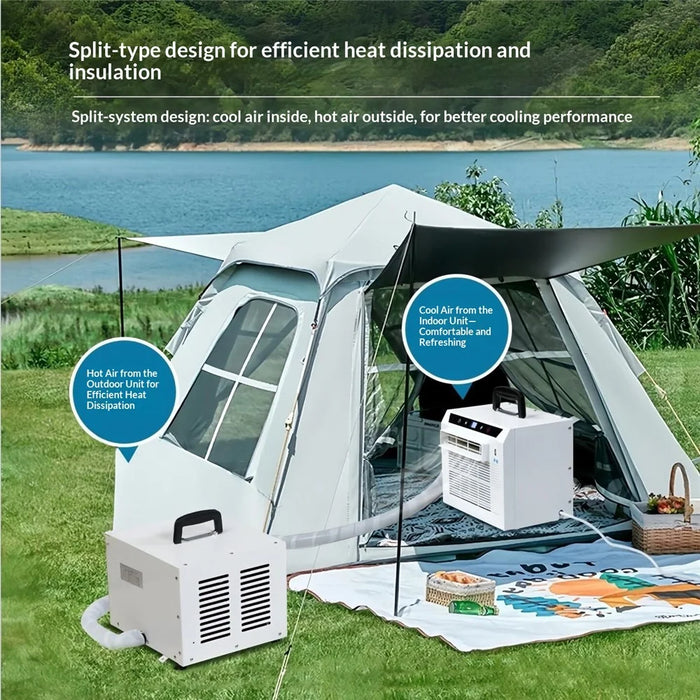 Portable Split Air Conditioner with 1m Connecting Hose 1300W 3000BTU Mini AC Unit for Camping RV Car, EU Plug - White - 2