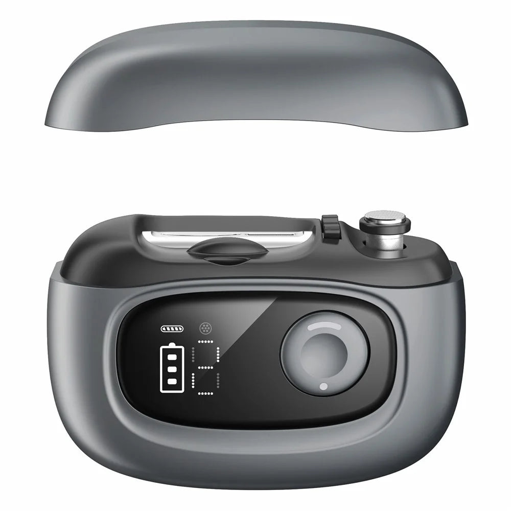 S9 Digital Display USB-C Electric Nail Clipper 4 Cutting Heads with LED Light Magnifying Glass - Dark Grey - 1