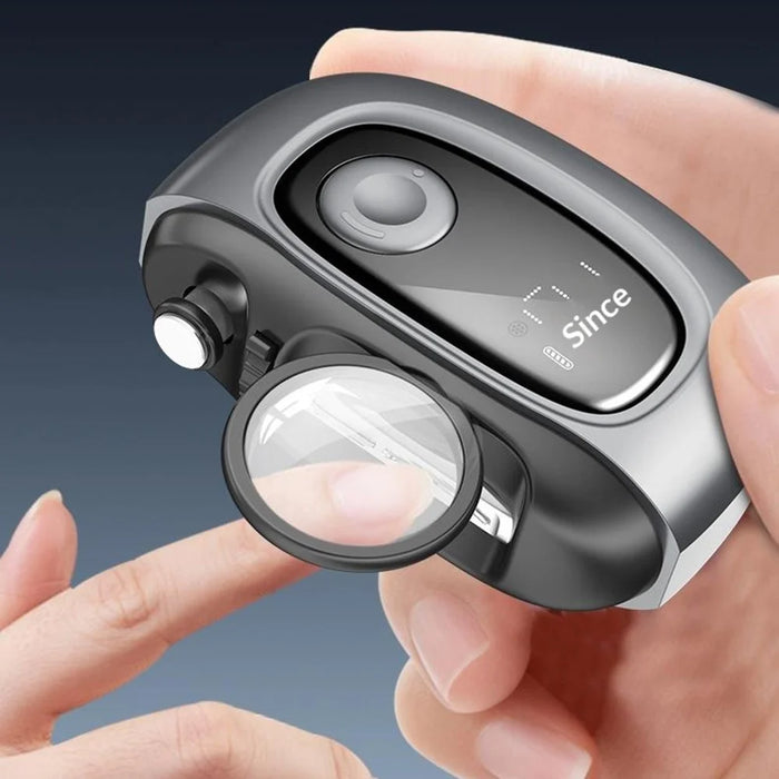 S9 Digital Display USB-C Electric Nail Clipper 4 Cutting Heads with LED Light Magnifying Glass - Dark Grey - 2