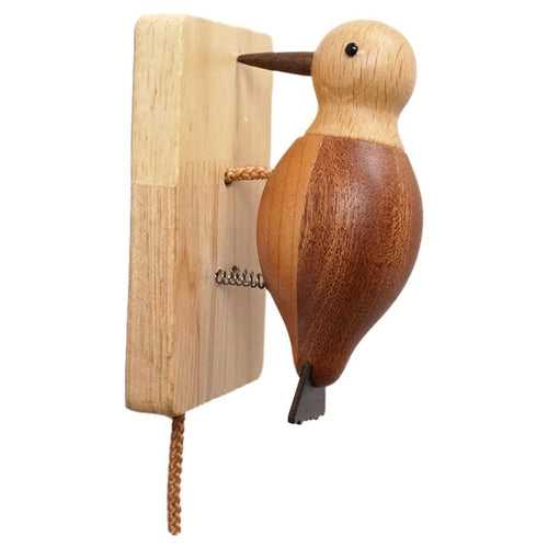 Woodpecker Door Knocker Vintage Wooden Bell Decoration Housewarming Gift - Wood Color - 1