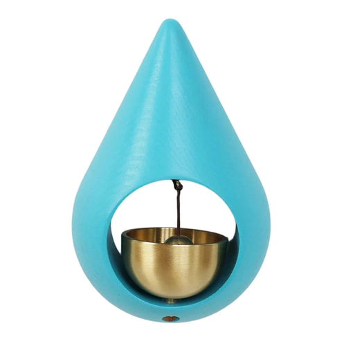 Magnetic Water Drop Wooden Wind Chime Fridge Magnet Brass Bell for Home Decor - Lake Blue - 1