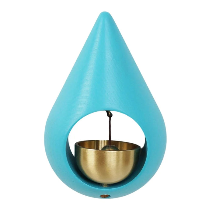 Magnetic Water Drop Wooden Wind Chime Fridge Magnet Brass Bell for Home Decor - Lake Blue - 1