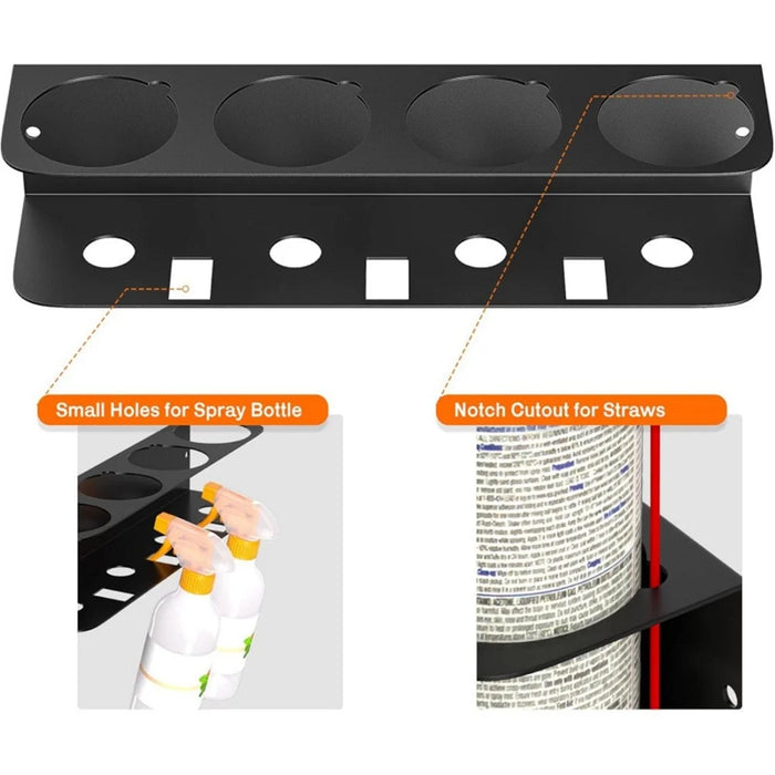 2Pcs Wall-Mounted Can Organizer 4-Slot Steel Spray Can Holder Carbon Steel Storage Rack for Garage Workshop - Black - 5