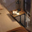 Industrial C-Shaped Side Table Wood Grain Top Sofa Bedside Table for Living Room Bedroom - 30x40x62cm - 3