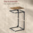 Industrial C-Shaped Side Table Wood Grain Top Sofa Bedside Table for Living Room Bedroom - 30x40x62cm - 4