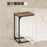 Industrial C-Shaped Side Table Wood Grain Top Sofa Bedside Table for Living Room Bedroom - 30x40x62cm - 7