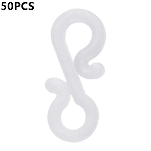 50Pcs S-shaped PP Hooks Shower Curtain Christmas Light String Hangers for Bathroom Decoration - White - 1
