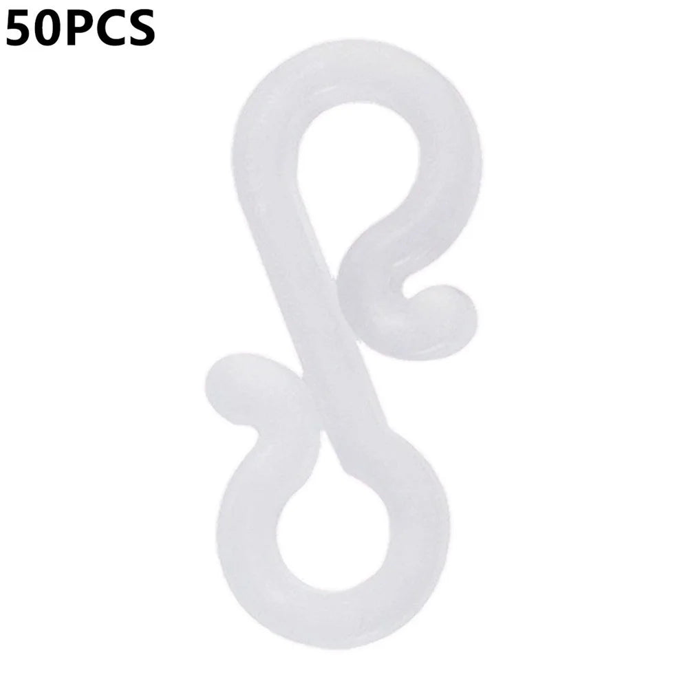 50Pcs S-shaped PP Hooks Shower Curtain Christmas Light String Hangers for Bathroom Decoration - White - 1