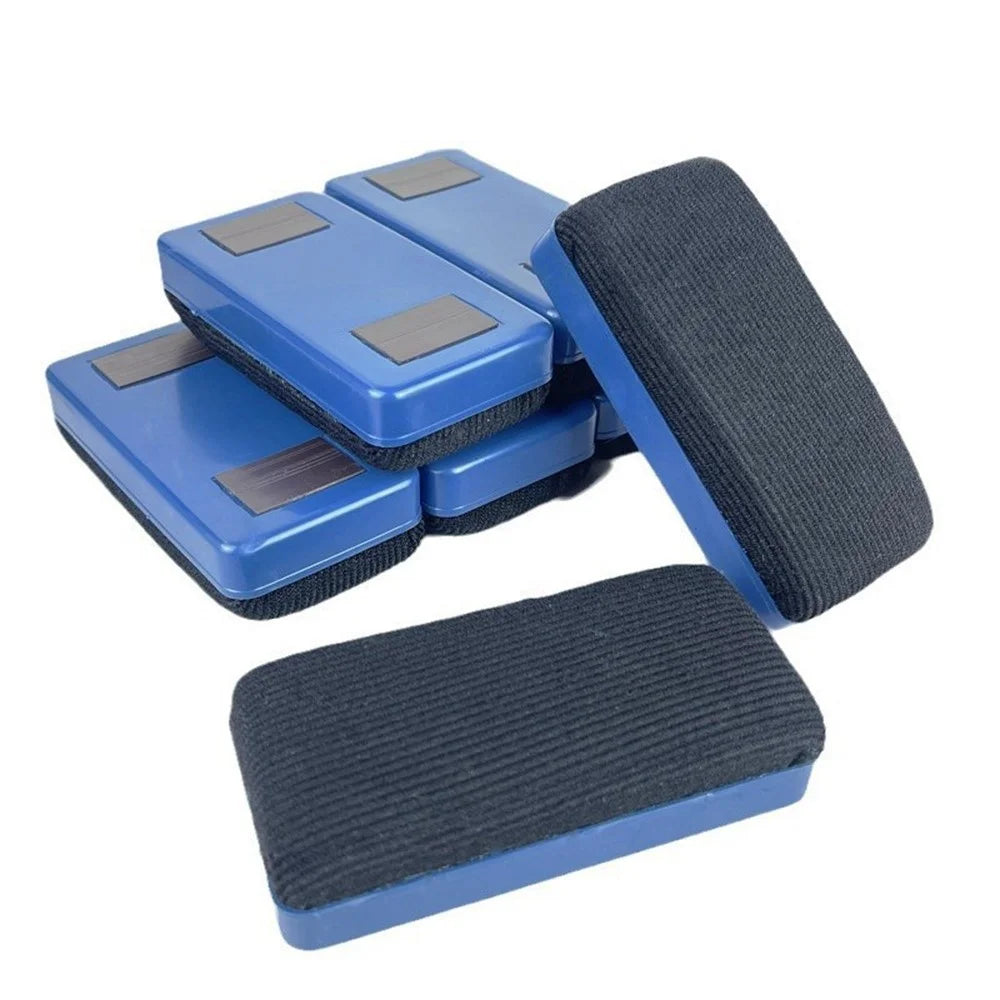 Magnetic Whiteboard Eraser 10.5cm Plastic Shell Fabric Surface Dry Erase for Office School - Blue+Black - 3