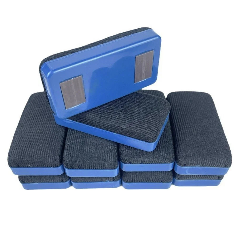 Magnetic Whiteboard Eraser 10.5cm Plastic Shell Fabric Surface Dry Erase for Office School - Blue+Black - 7