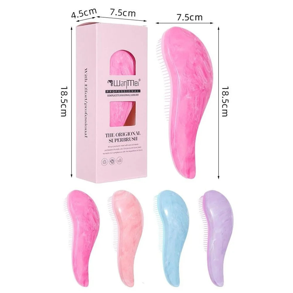 WANMEI Detangling Hair Brush Mixed-Length Teeth Marble Texture Comb - Rose - 6