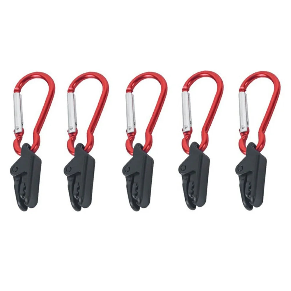 5Pcs Alligator Clip with Carabiner Tent Tarp Awning Canopy Fastener Clamp for Outdoor Camping - 1