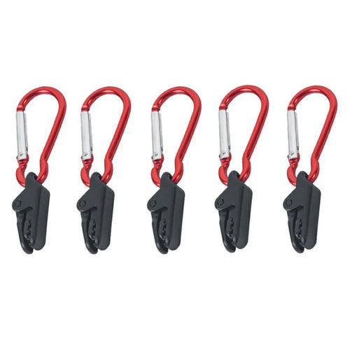 5Pcs Alligator Clip with Carabiner Tent Tarp Awning Canopy Fastener Clamp for Outdoor Camping - 1