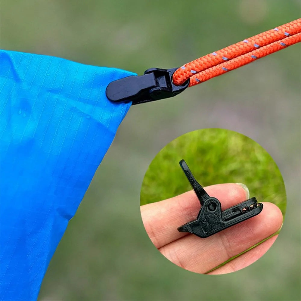 5Pcs Alligator Clip with Carabiner Tent Tarp Awning Canopy Fastener Clamp for Outdoor Camping - 3