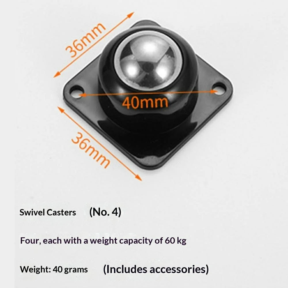 4Pcs 36x36mm Self-Adhesive Swivel Casters 60KG Load 360° Rotation Paste Caster Wheels for Furniture - White - 6