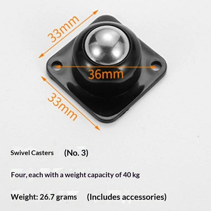 4Pcs 33x33mm Self-Adhesive Swivel Casters 40KG Load 360° Rotation Paste Caster Wheels for Furniture - White - 6