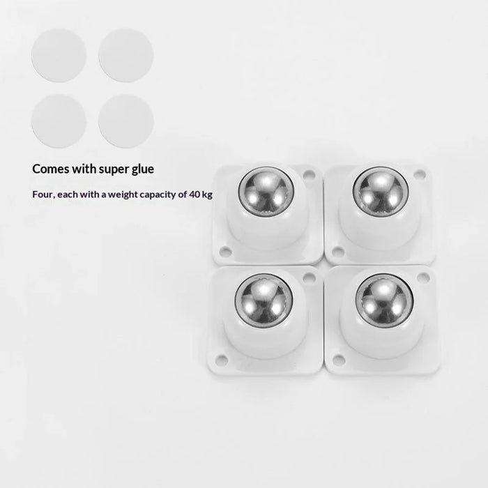 4Pcs 33x33mm Self-Adhesive Swivel Casters 40KG Load 360° Rotation Paste Caster Wheels for Furniture - White - 7