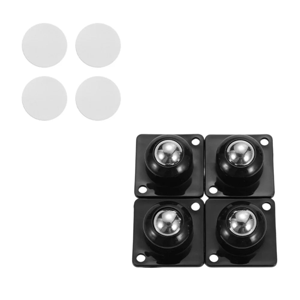 4Pcs 30x30mm Self-Adhesive Swivel Casters 20KG Load 360° Rotation Paste Caster Wheels for Furniture - Black - 1