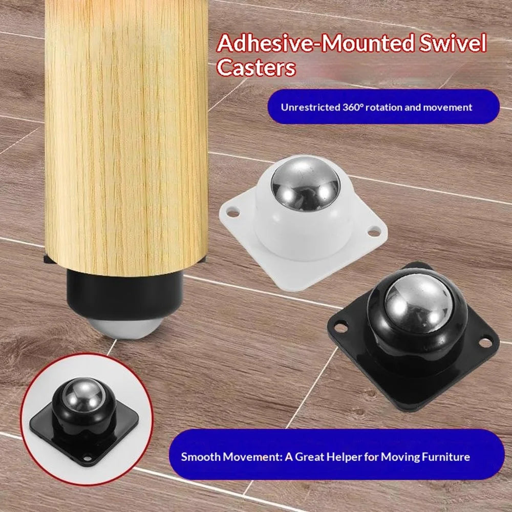 4Pcs 30x30mm Self-Adhesive Swivel Casters 20KG Load 360° Rotation Paste Caster Wheels for Furniture - Black - 2