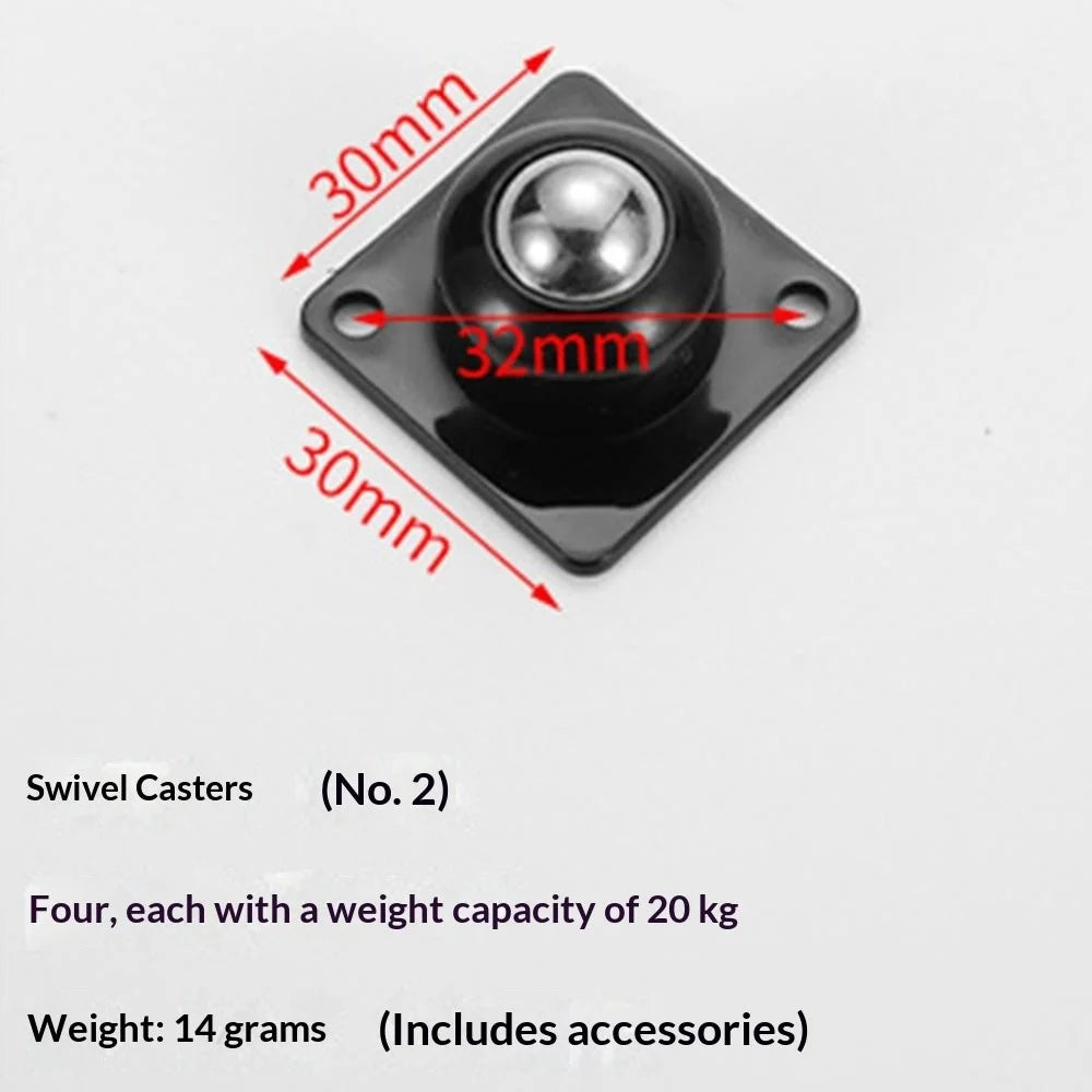4Pcs 30x30mm Self-Adhesive Swivel Casters 20KG Load 360° Rotation Paste Caster Wheels for Furniture - Black - 6