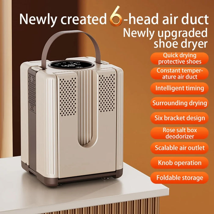 HXQ-10 6-Arm Shoe Dryer with Timer 200W 48 Degree Celsius Constant Temperature Foldable Dehumidifying Machine - EU Plug - 2