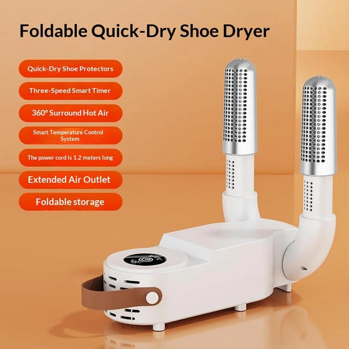 HXQ-07 Shoe Dryer 130W 48 Degree Celsius Constant Temperature 3D Hot Air Circulation Foldable with Smart Timer - White / EU Plug - 2