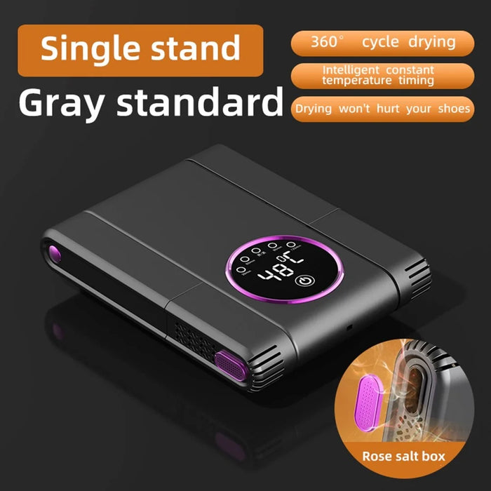 HXQ-02 360 Degree Circulation Foldable Electric Shoe Dryer 48 Degree Celsius Thermostat with Timer - Grey / EU Plug - 2