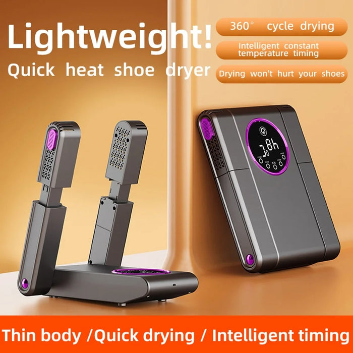 HXQ-02 360 Degree Circulation Foldable Electric Shoe Dryer 48 Degree Celsius Thermostat with Timer - Grey / EU Plug - 3