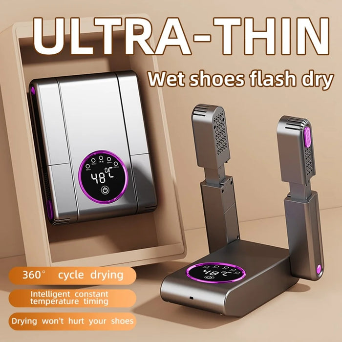 HXQ-02 360 Degree Circulation Foldable Electric Shoe Dryer 48 Degree Celsius Thermostat with Timer - Grey / EU Plug - 4