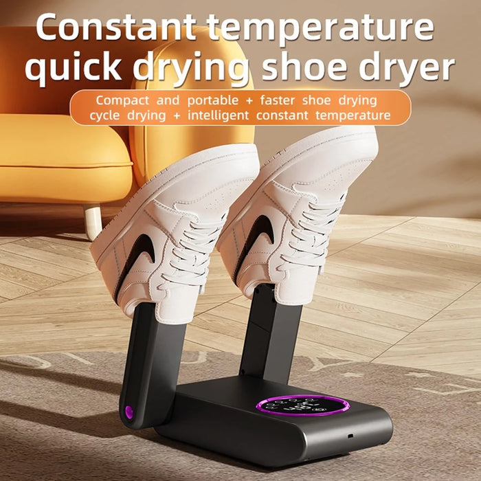 HXQ-02 360 Degree Circulation Foldable Electric Shoe Dryer 48 Degree Celsius Thermostat with Timer - Grey / EU Plug - 7