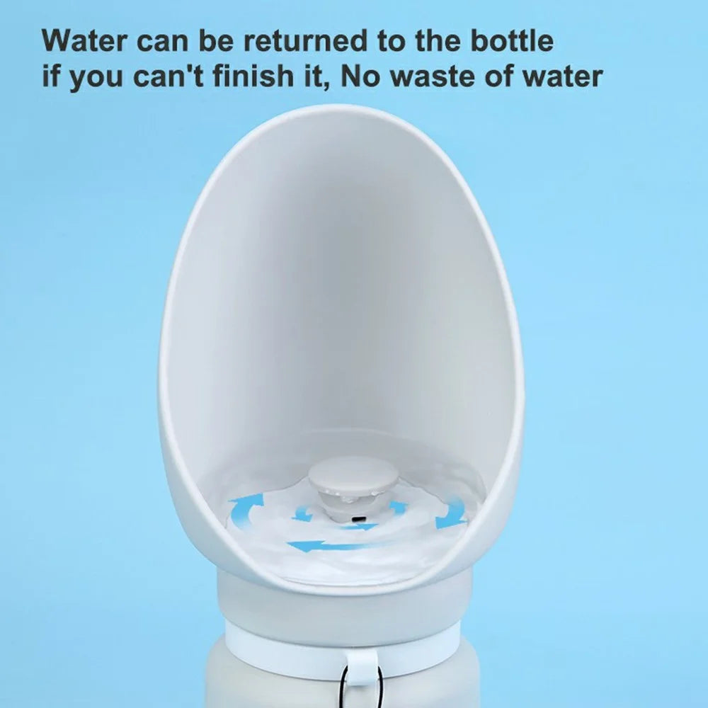 PET02 Portable Dog Water Bottle 550ml Food Grade Silicone Foldable Drinking Dispenser for Outdoor - Light Grey - 6