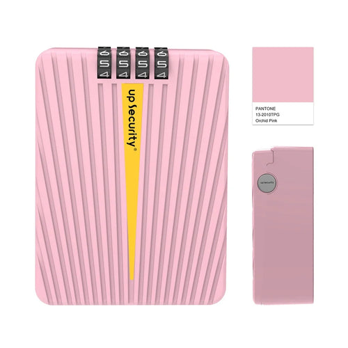 01BP 4-Digit Combination Lock Box Glow-in-the-Dark Wall-Mountable Key Storage for Home Dorm - Pink - 1