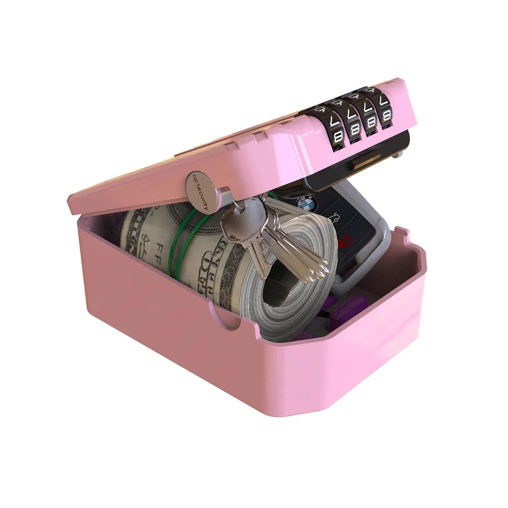 01BP 4-Digit Combination Lock Box Glow-in-the-Dark Wall-Mountable Key Storage for Home Dorm - Pink - 2