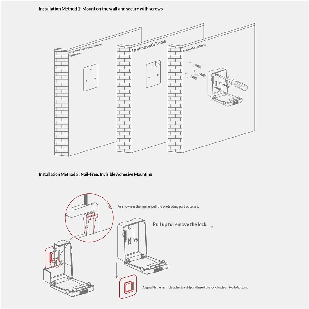 01BP 4-Digit Combination Lock Box Glow-in-the-Dark Wall-Mountable Key Storage for Home Dorm - Pink - 6