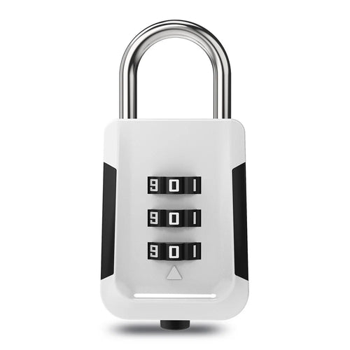 03HP Zinc Alloy 3-Digit Combination Padlock One-Touch Auto Open Keyless for Luggage Backpack - White+Black - 1
