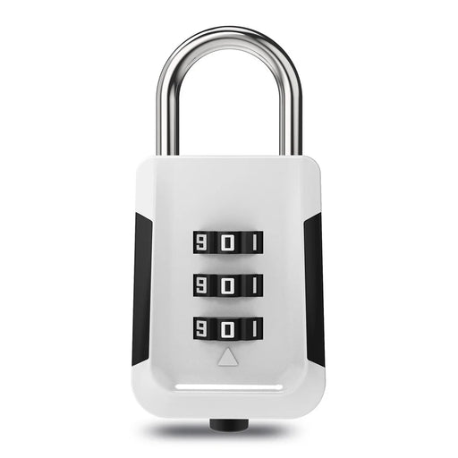 03HP Zinc Alloy 3-Digit Combination Padlock One-Touch Auto Open Keyless for Luggage Backpack - White+Black - 1