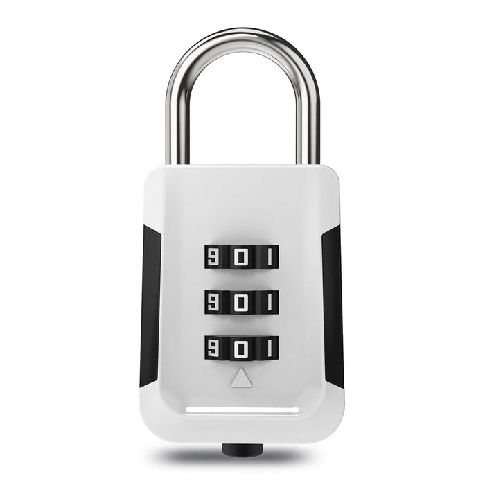 03HP Zinc Alloy 3-Digit Combination Padlock One-Touch Auto Open Keyless for Luggage Backpack - White+Black - 1