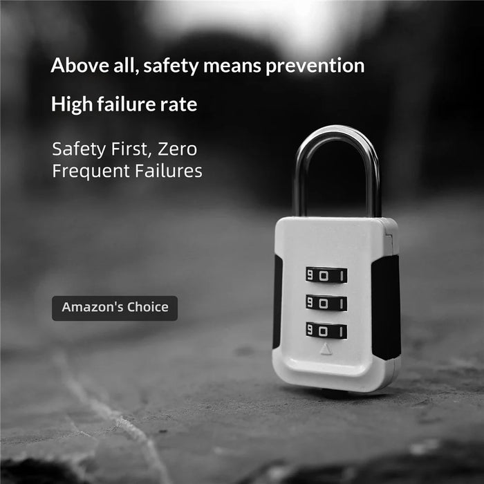03HP Zinc Alloy 3-Digit Combination Padlock One-Touch Auto Open Keyless for Luggage Backpack - White+Black - 3