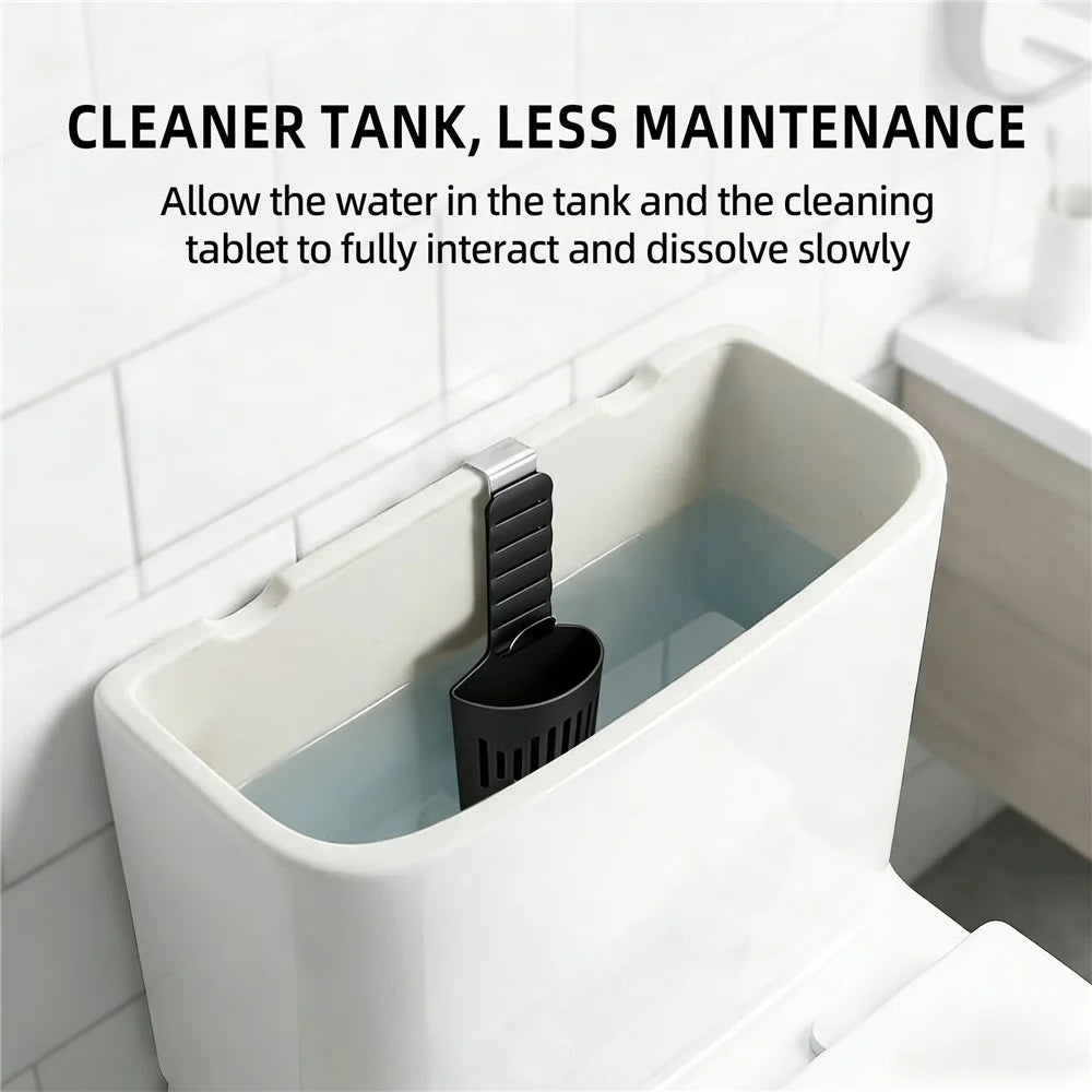 Toilet Tank Cleaning Tablet Holder Adjustable Silicone Basket with Stainless Steel Hanging Hook - Blue - 5