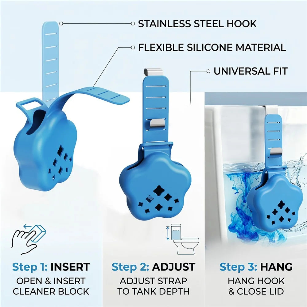 Adjustable Hanging Toilet Tank Cleaning Tablet Holder Silicone Star Basket with Stainless Steel Hook - Blue - 2
