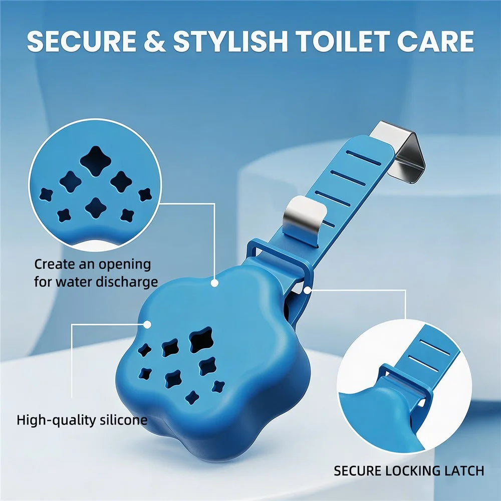 Adjustable Hanging Toilet Tank Cleaning Tablet Holder Silicone Star Basket with Stainless Steel Hook - Blue - 3