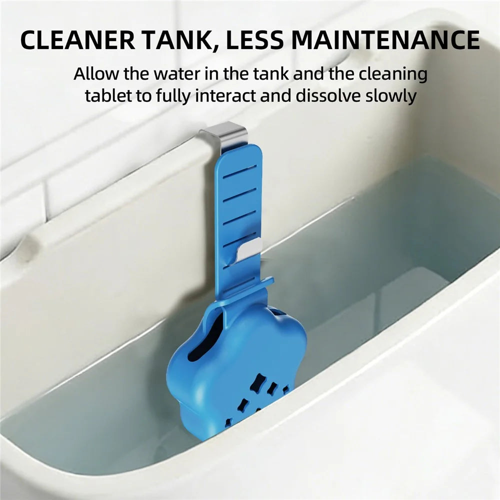 Adjustable Hanging Toilet Tank Cleaning Tablet Holder Silicone Star Basket with Stainless Steel Hook - Blue - 4