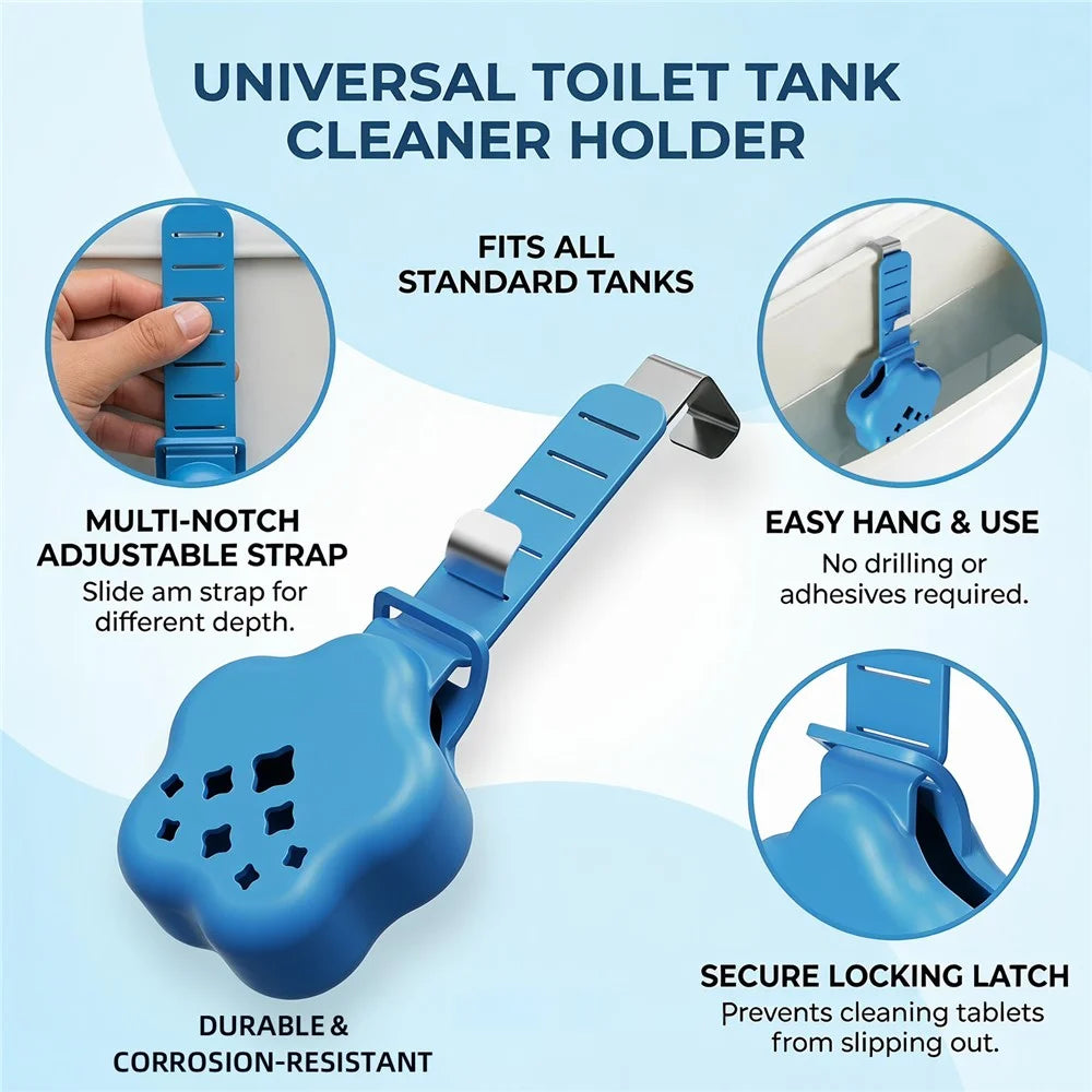 Adjustable Hanging Toilet Tank Cleaning Tablet Holder Silicone Star Basket with Stainless Steel Hook - Blue - 5