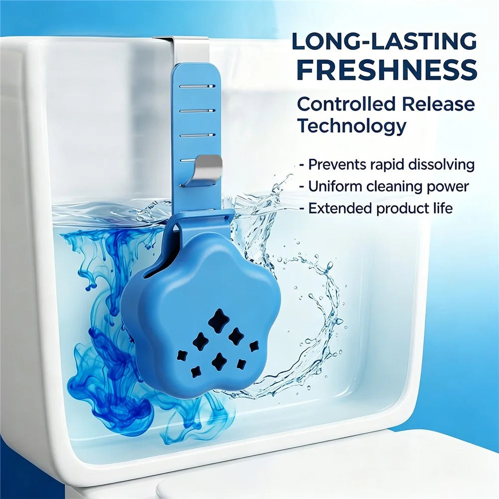 Adjustable Hanging Toilet Tank Cleaning Tablet Holder Silicone Star Basket with Stainless Steel Hook - Blue - 7