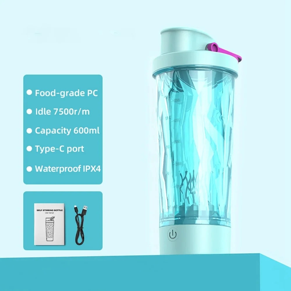 JBB-103 600ml Self-Stirring Bottle 7500r / min IPX4 Waterproof USB-C Rechargeable for Outdoor (BPA Free, No FDA) - Sky Blue - 3