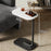 Size S 38x28x60cm C-Shape Side Table Carbon Steel Wooden End Table for Sofa Bedroom - White+Black - 2
