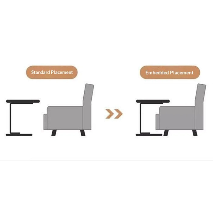 Size S 38x28x60cm C-Shape Side Table Carbon Steel Wooden End Table for Sofa Bedroom - White+Black - 5